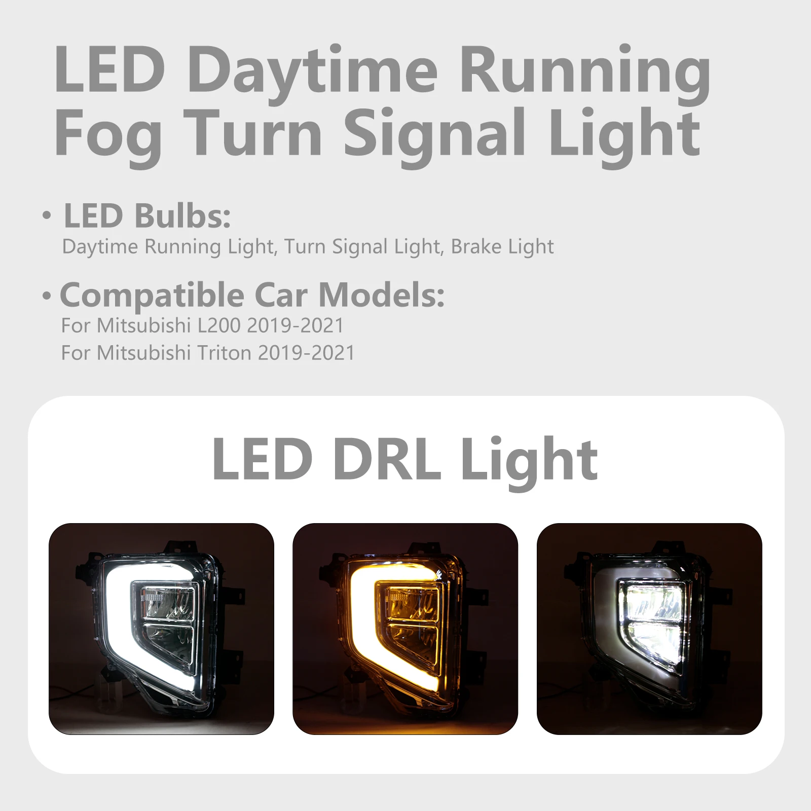 Luz antiniebla LED DRL con intermitente para Mitsubishi L200 2019-2021 - imagen 3