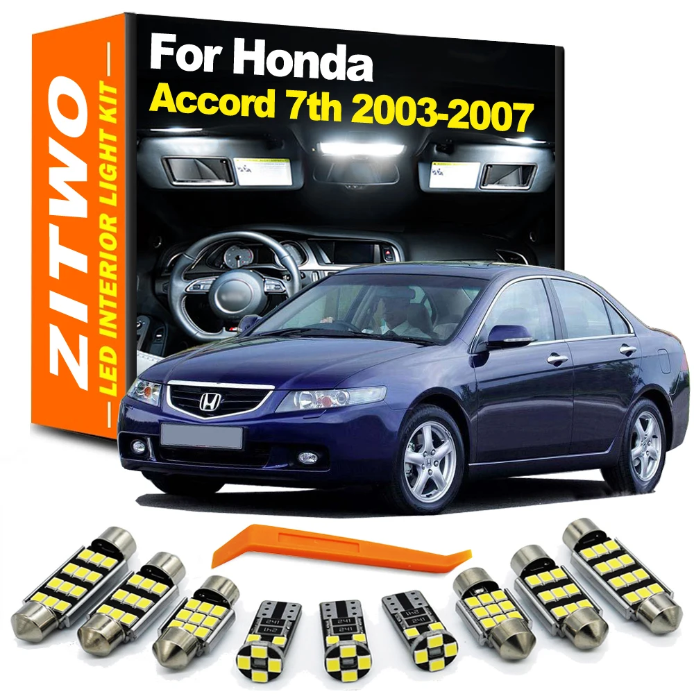 ZITWO 17 Uds Kit completo de bombillas LED de lectura Interior para Honda Accord 7 VII MKVII MK7 7th 2003 2004 2005 2006 2007 lámpara de puerta