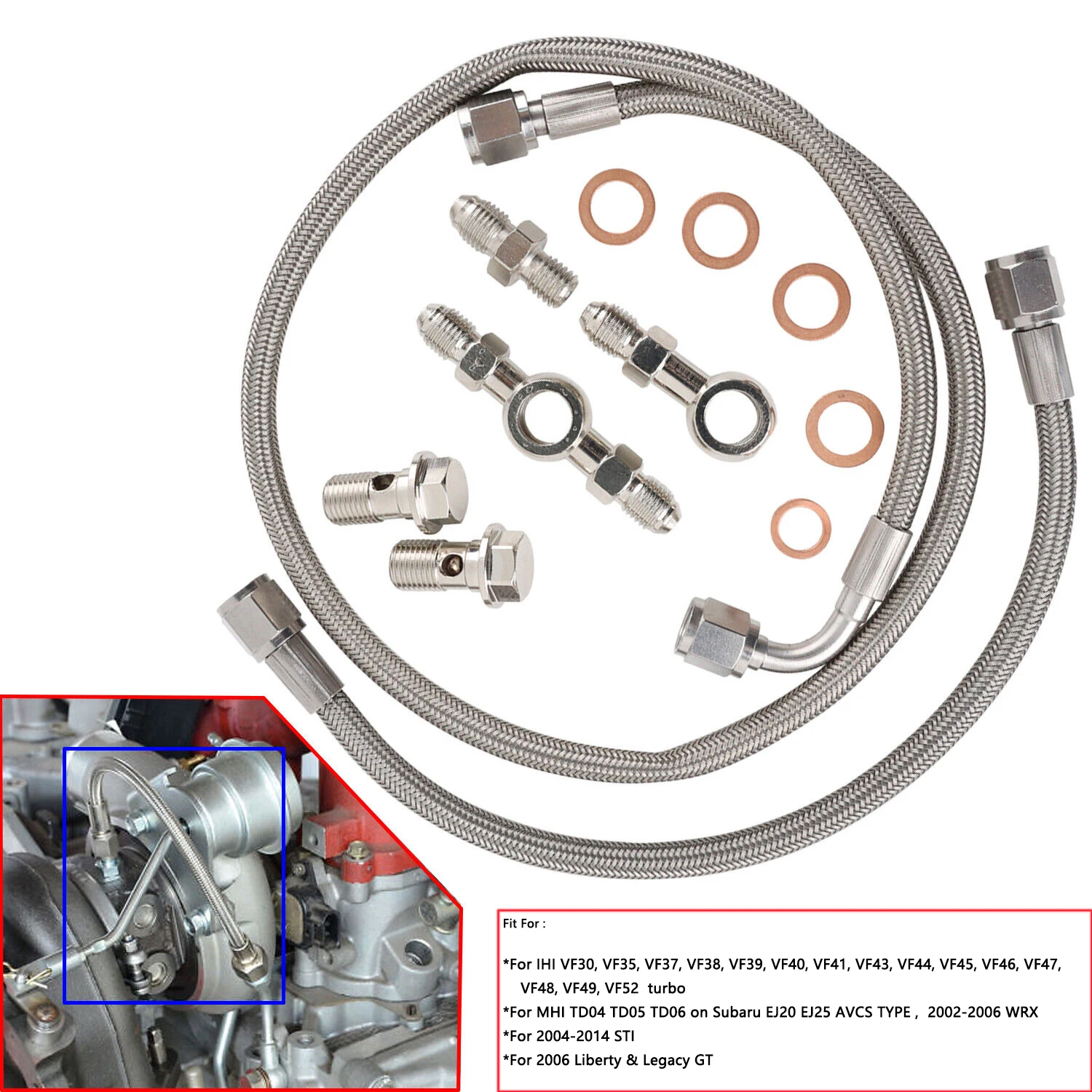 Kit línea alimentación aceite turbo Subaru WRX 02-06 TD04-06