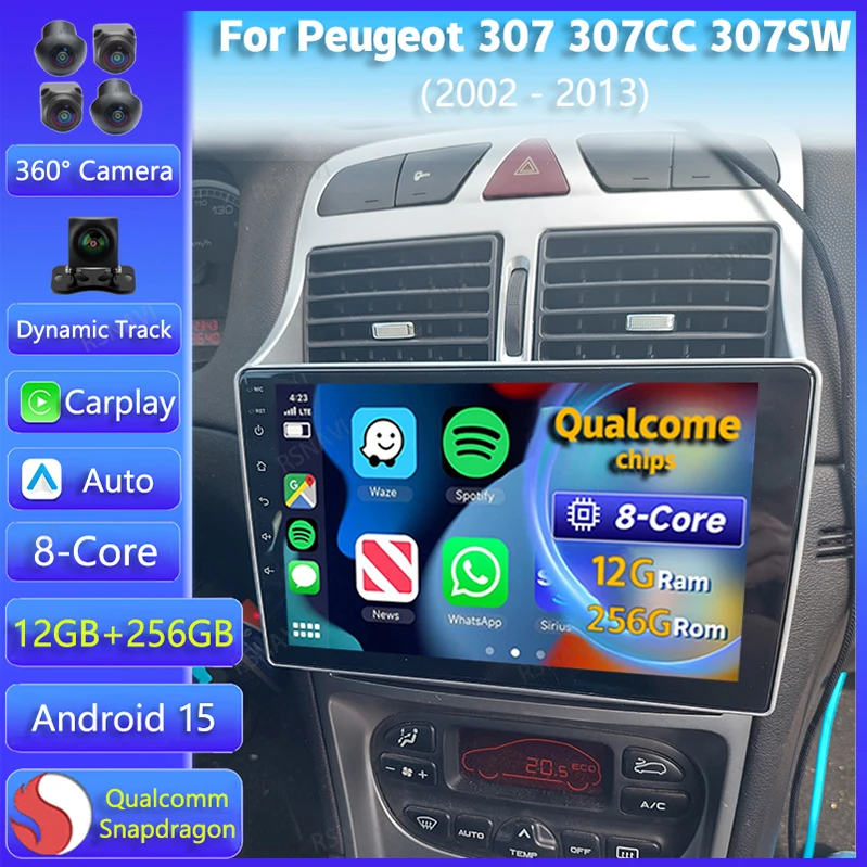Radio multimedia Android con CarPlay para Peugeot 307, 307CC y 307SW