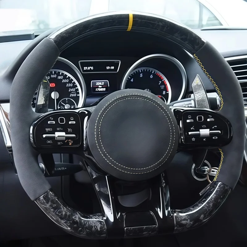 Volante de coche de cuero para Mercedes Benz Clase A Clase B Clase E Clase G Clase C S GLC GLE GLA-nuevos accesorios de coche modificados - imagen 4