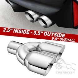 Punta de escape doble, entrada de 2,5” y salida de 3,5”