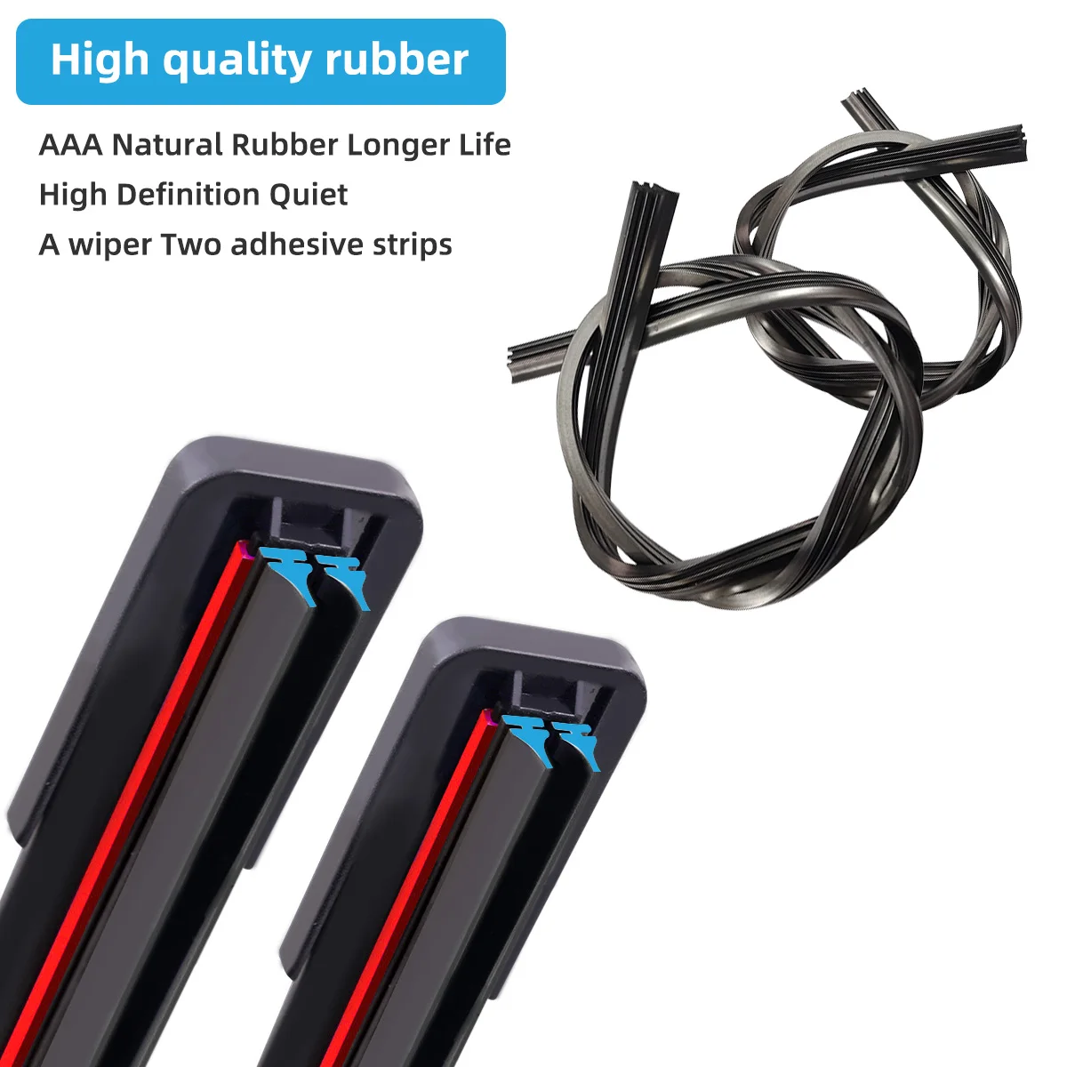 Limpiaparabrisas universal silencioso con tira de goma doble para coche - imagen 4