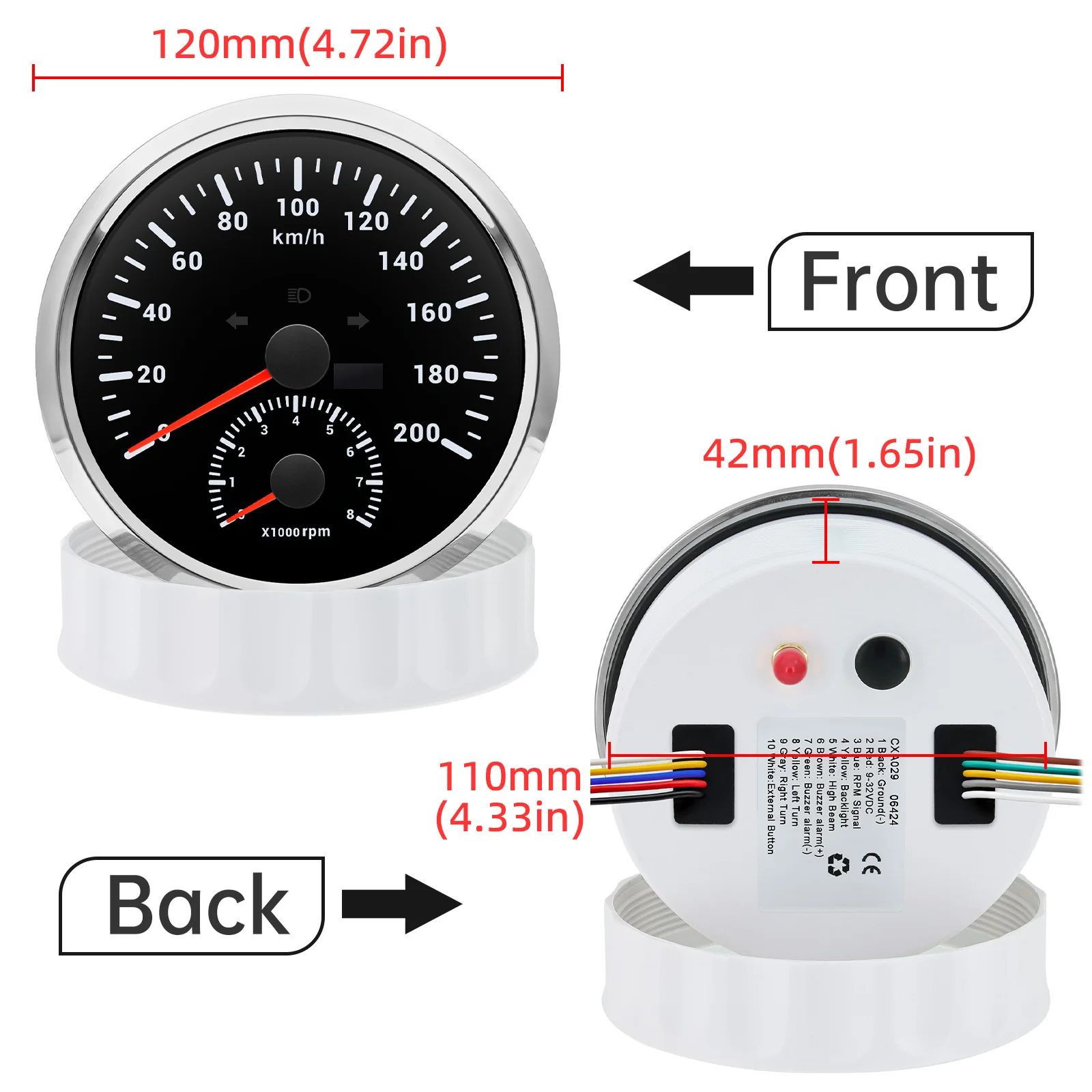 Velocímetro GPS digital 110 mm con tacómetro 8000 rpm para coche - imagen 5