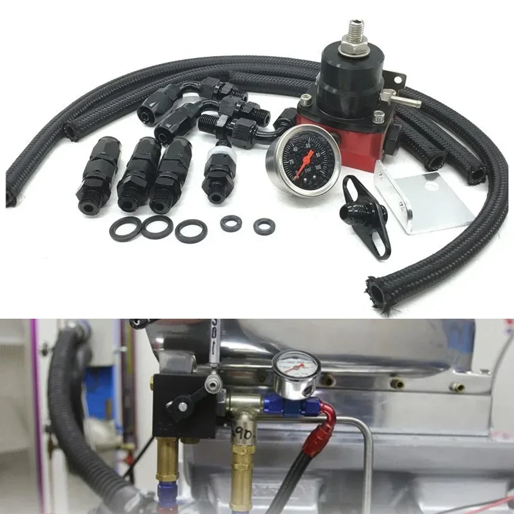 Regulador de presión combustible EFI universal 100psi con manómetro AN6