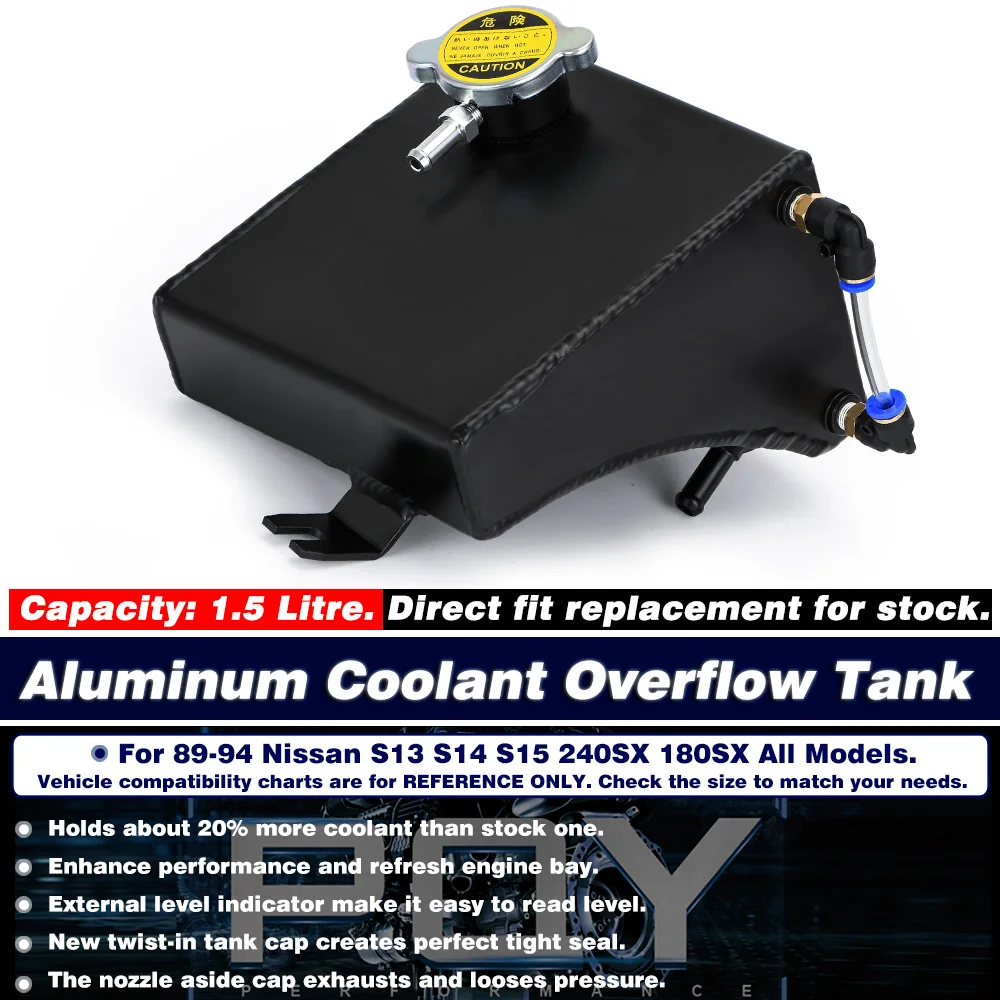 Kit de depósito de expansión de aluminio PQY para Nissan 240SX S13 - imagen 3