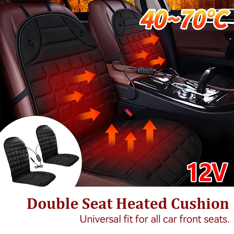 Almohadilla calefactora asiento coche universal dos plazas 12V negra - imagen 2