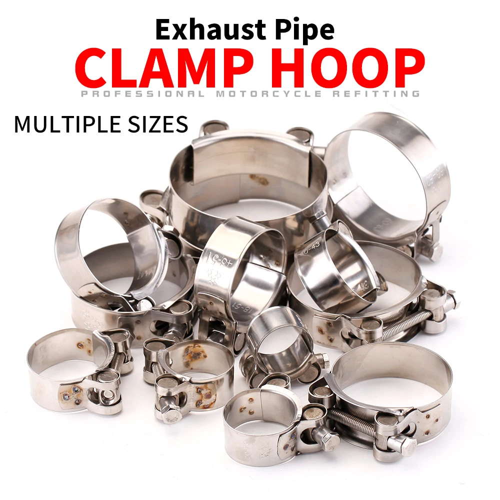 Clip de abrazadera de escape de motocicleta de acero inoxidable, Kit de abrazadera de silenciador de motocicleta antideslizante, 26-85mm