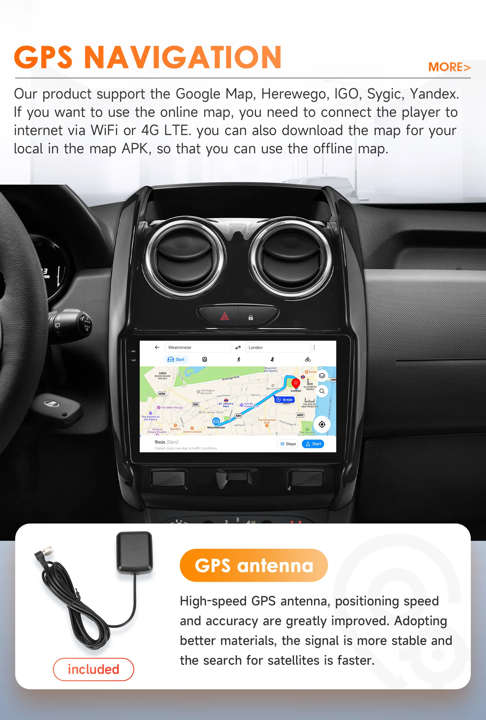 Radio 2 DIN Android con CarPlay para Renault Duster 2015-2020 - imagen 5