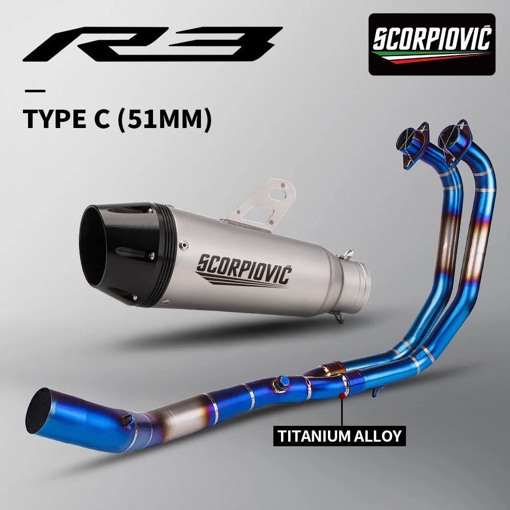Sistema de escape completo de aleación de titanio, tubo medio delantero antideslizante para YZF MT03 R25 R3 2015-2024, codo de tubo de conexión