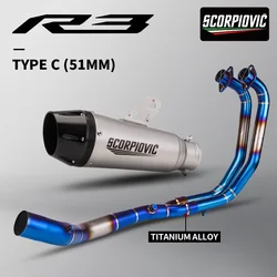 Sistema de escape completo de aleación de titanio, tubo medio delantero antideslizante para YZF MT03 R25 R3 2015-2024, codo de tubo de conexión