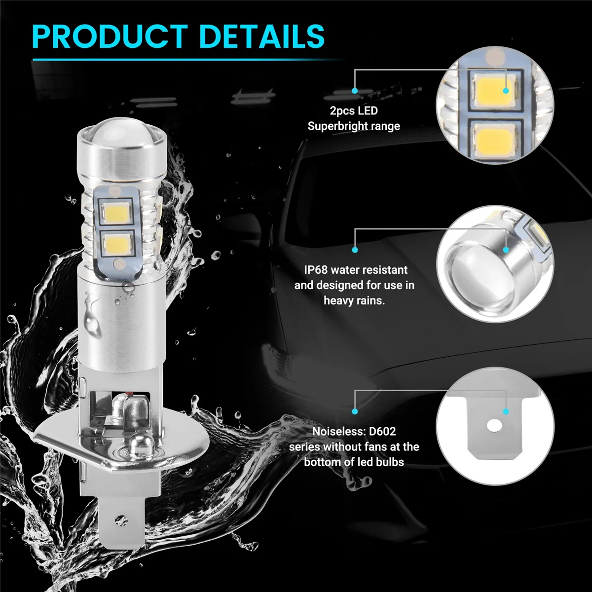 Bombillas LED H1 para faros antiniebla, luz blanca 6000 K - imagen 4