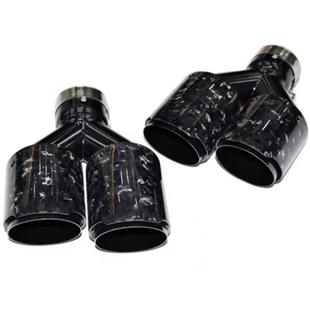 Puntas de escape dobles de carbono forjado y acero inoxidable negro - imagen 5