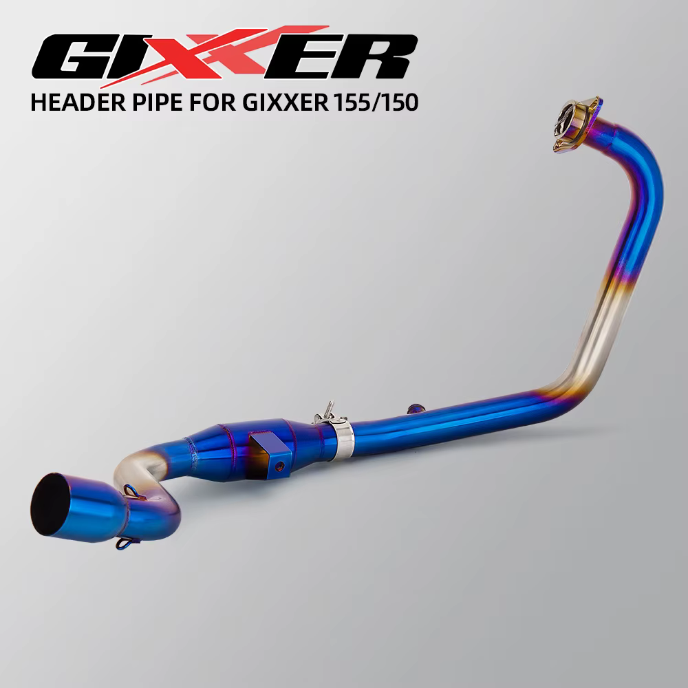 Colector de escape inox de 51 mm azul para Suzuki Gixxer 150/155