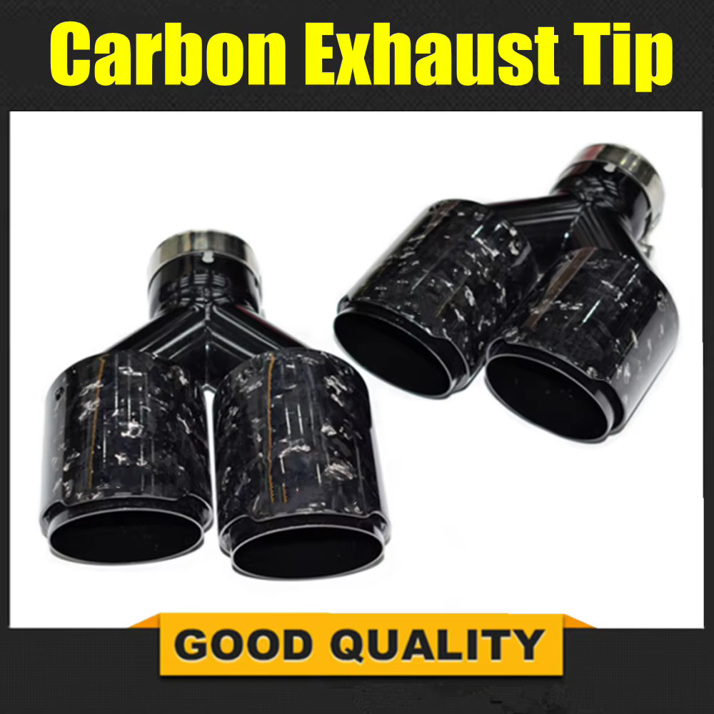 Puntas de escape dobles de carbono forjado y acero inoxidable negro - imagen 2