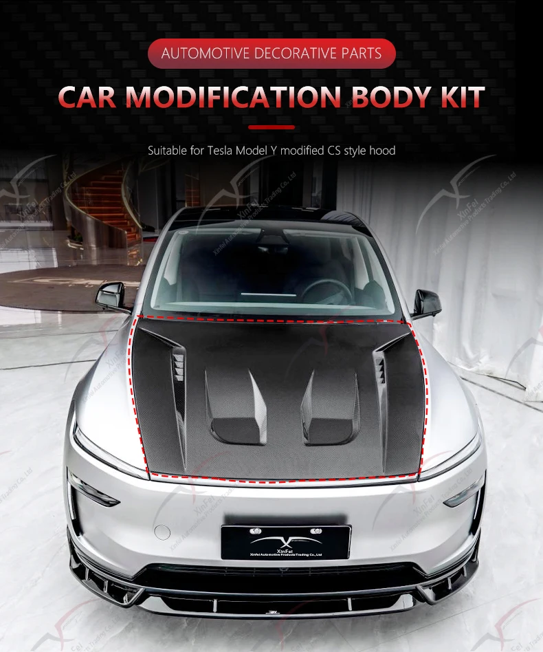 Resultado del capó instalado en Tesla Model Y