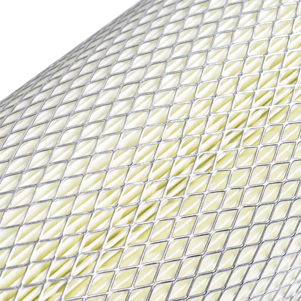 Parte inferior del filtro con estructura de soporte metálica