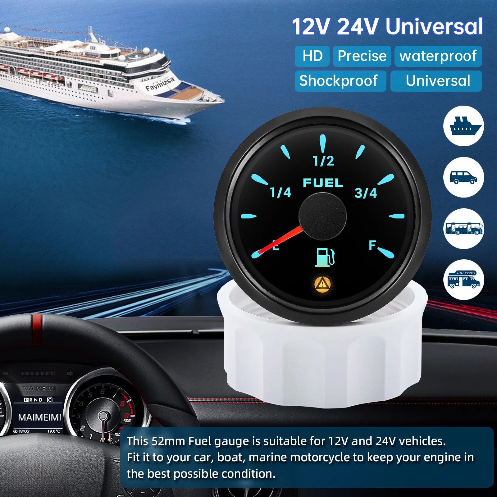Indicador digital de nivel de combustible de 7 colores para coche y barco - imagen 3