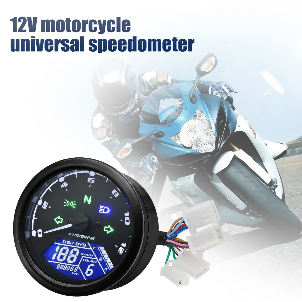 Universal Motorcycle Tachometer Speed MPH KMH Mileage Fuel Consumption 1-4 Cylinders LCD Digital Gauge For All Cars Accessories - imagen 4
