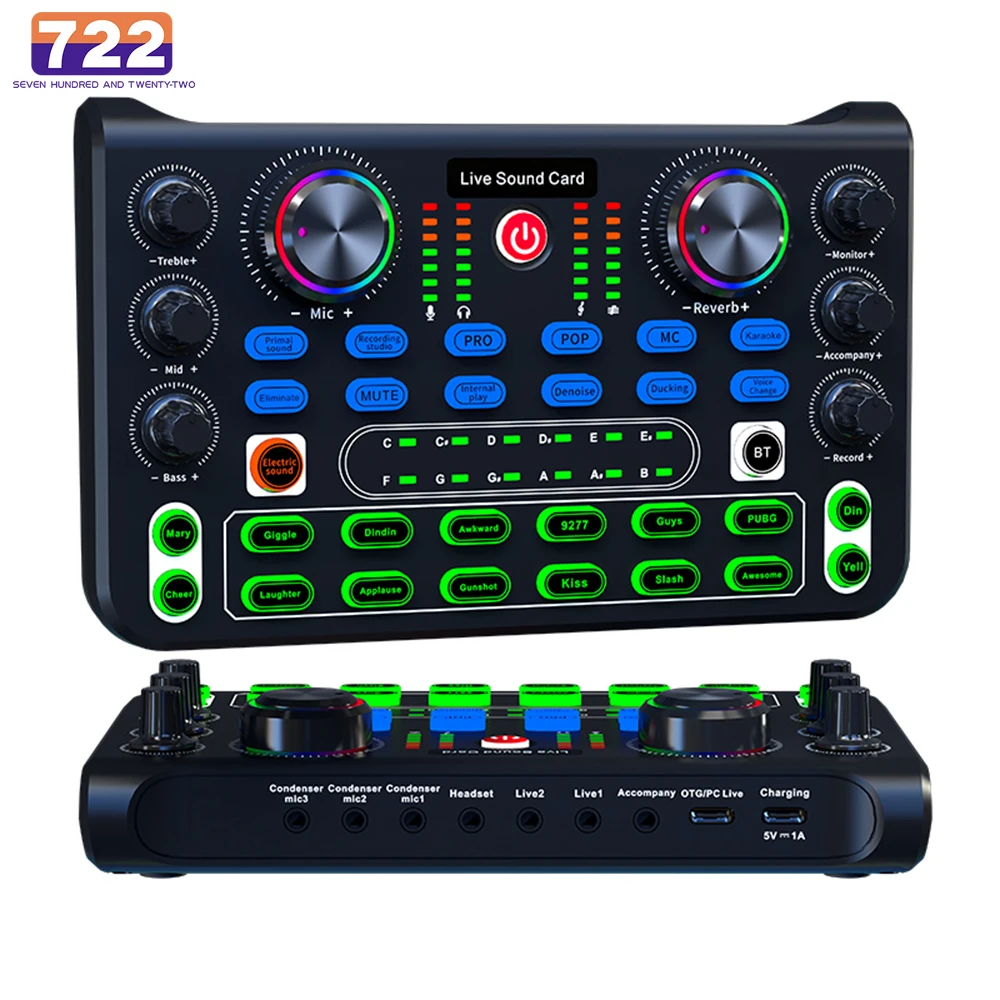 Tarjeta de sonido X60 con mezclador para karaoke y streaming en vivo
