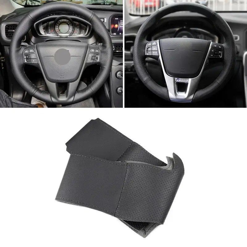 Volvo V40 cubierta interior del volante cuero perforado negro