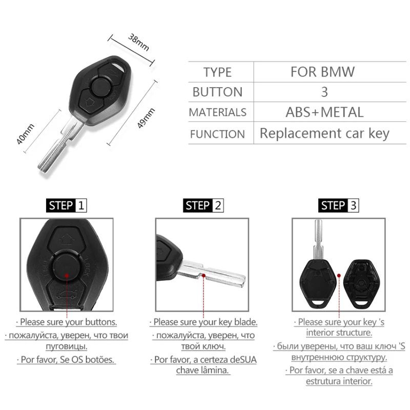 Carcasa llave BMW HU58 compatible 1 3 5 6 7 X3 X5 Z3 Z4 - imagen 2