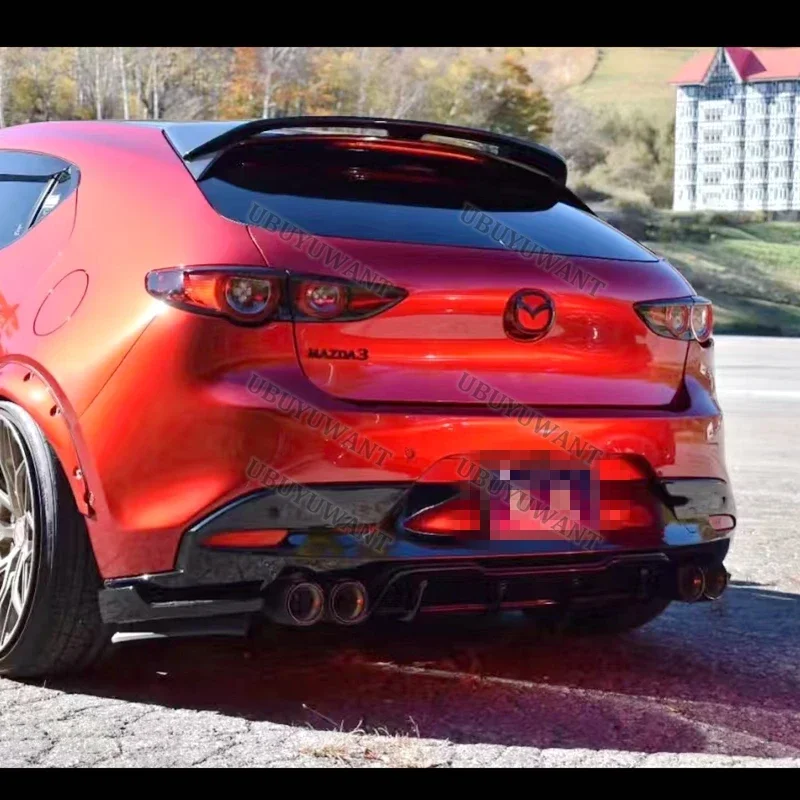 Alerón trasero de carbono negro brillante para Mazda 3 Axela 2020