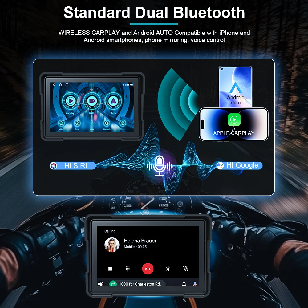 Pantalla CarPlay y Android Auto para moto con GPS IPX8 - imagen 2