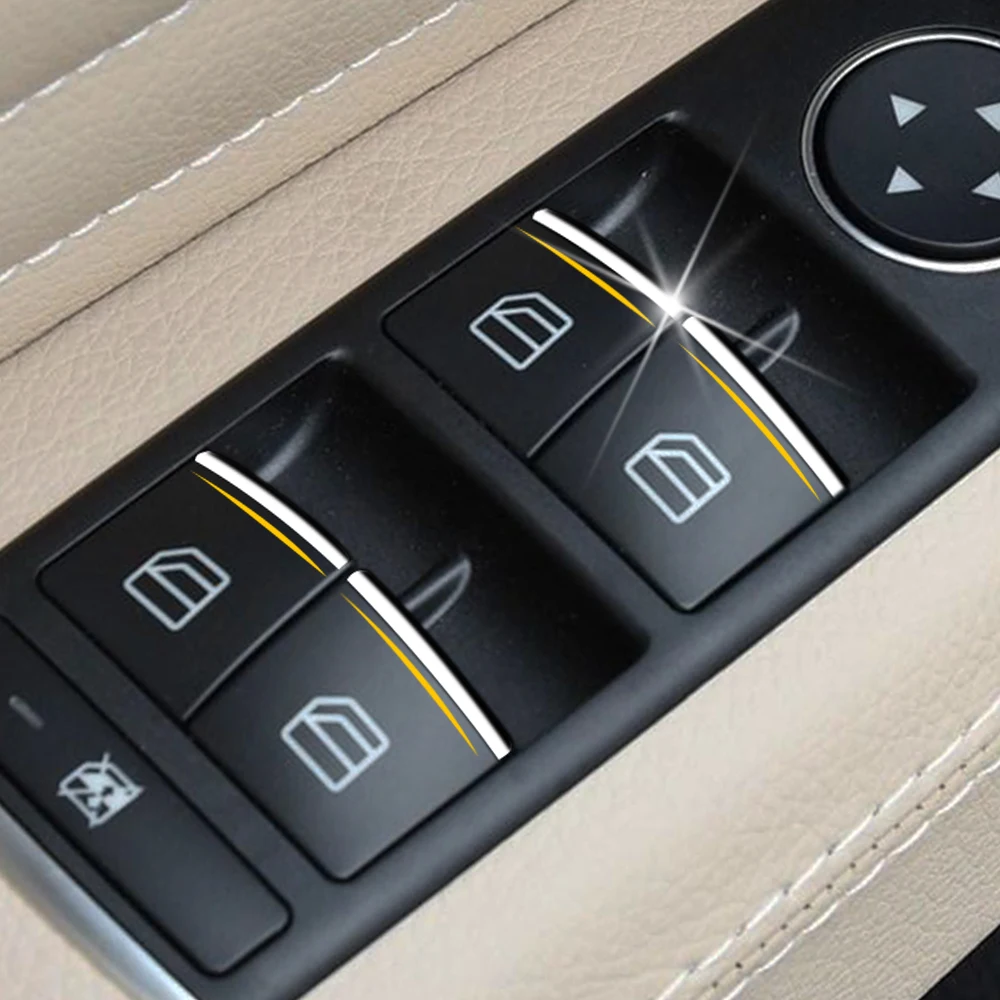 7 Uds. Pegatina cromada para botón de elevación de ventana de puerta de coche, lentejuelas para Mercedes Benz E W212 C W204 GLK X204 ML GL W166 X166, accesorios - imagen 3