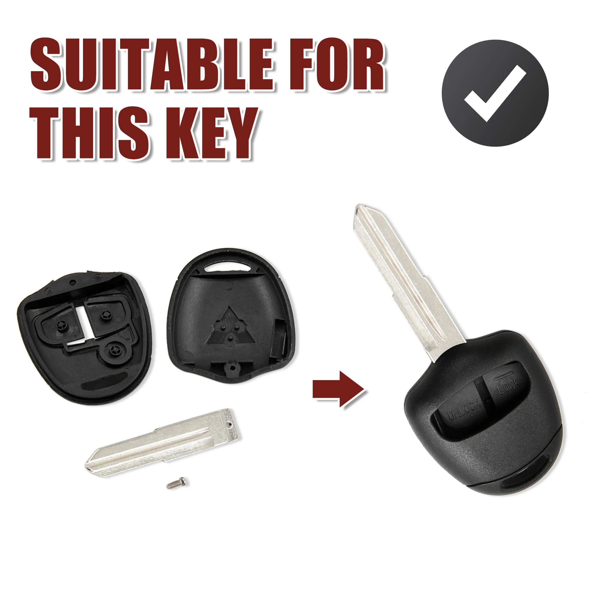 X AUTOHAUX Reemplazo de carcasa remota de llave sin cortar de 2 botones para Mitsubishi Galant L200 Outlander Lancer Colt Shogun - imagen 2