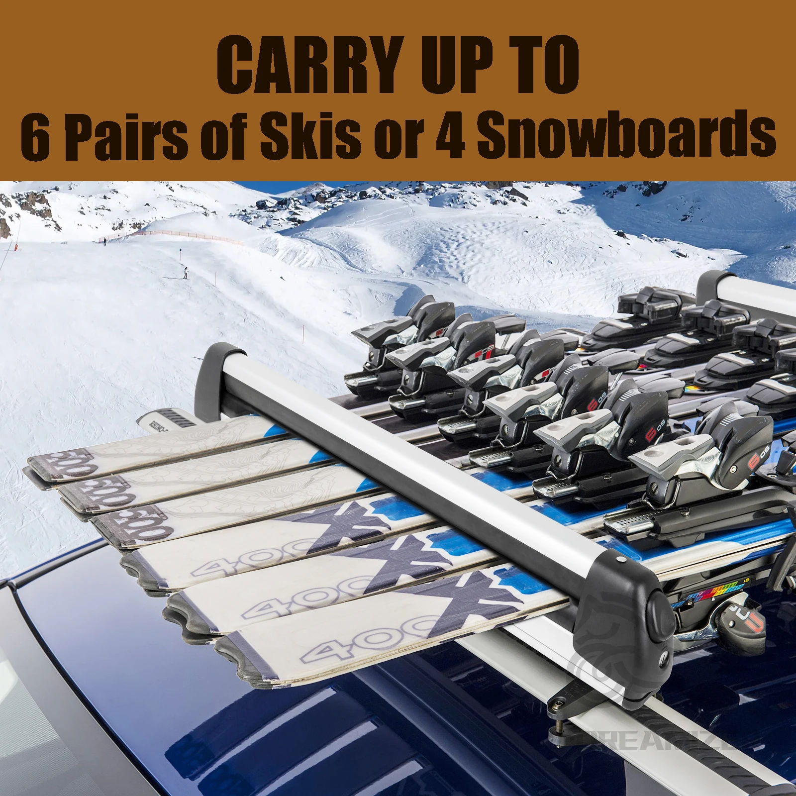 Portaequipajes techo coche aluminio ajustable para esquí y snowboard - imagen 4