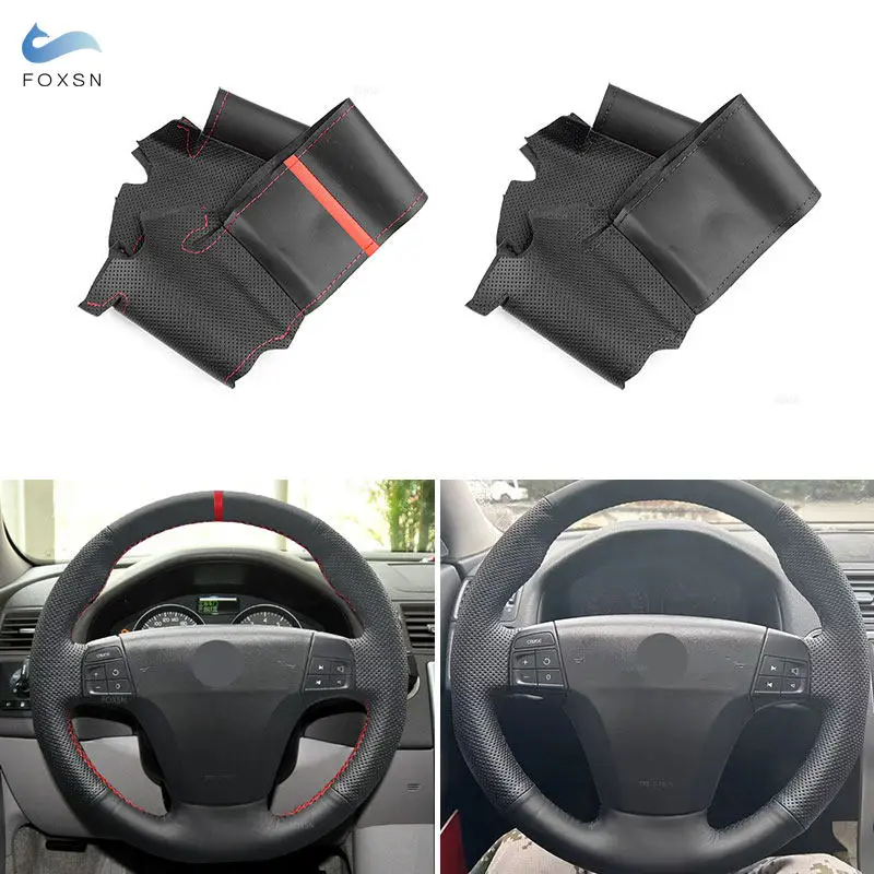 Funda de volante de cuero perforado negro para Volvo S40 y V50 - imagen 3