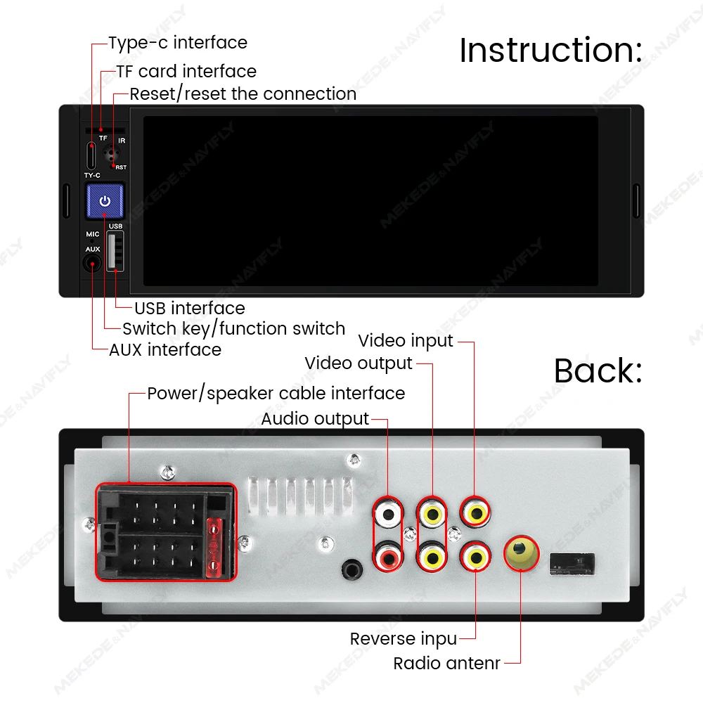 Radio MP5 multimedia BT FM con CarPlay y Android Auto MEKEDE - imagen 5