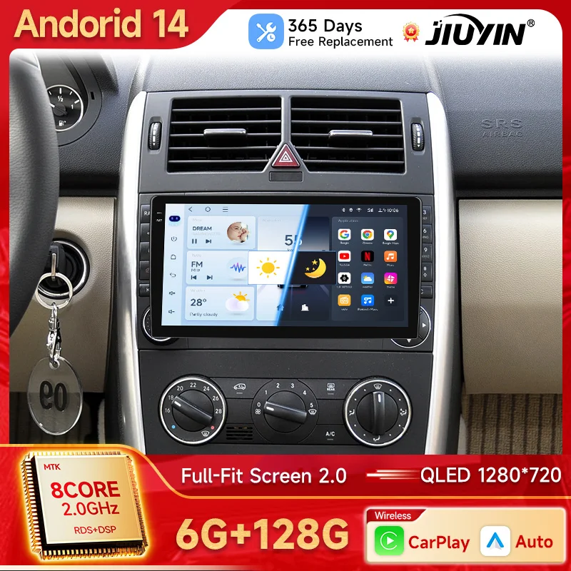 Radio JIUYIN 9" 2 DIN con CarPlay y Android Auto – Mercedes Clase B Vito