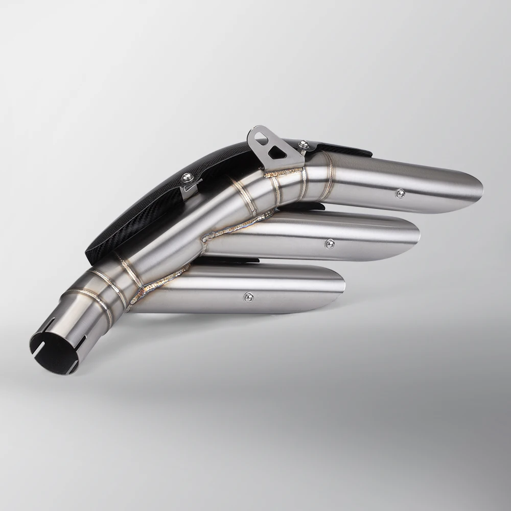 Tubo de escape Universal para motocicleta, entrada Original, silenciador intercambiable de tres orificios, Cbr500r,R3, Z900,MT09,S1000RR,F3 - imagen 3