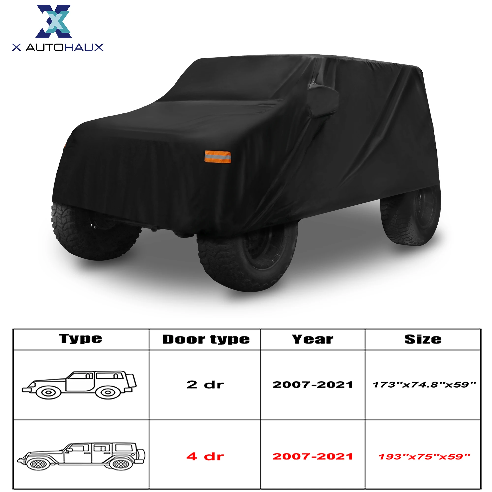 Autohaux funda impermeable para Jeep Wrangler JK/JL 2007-2021