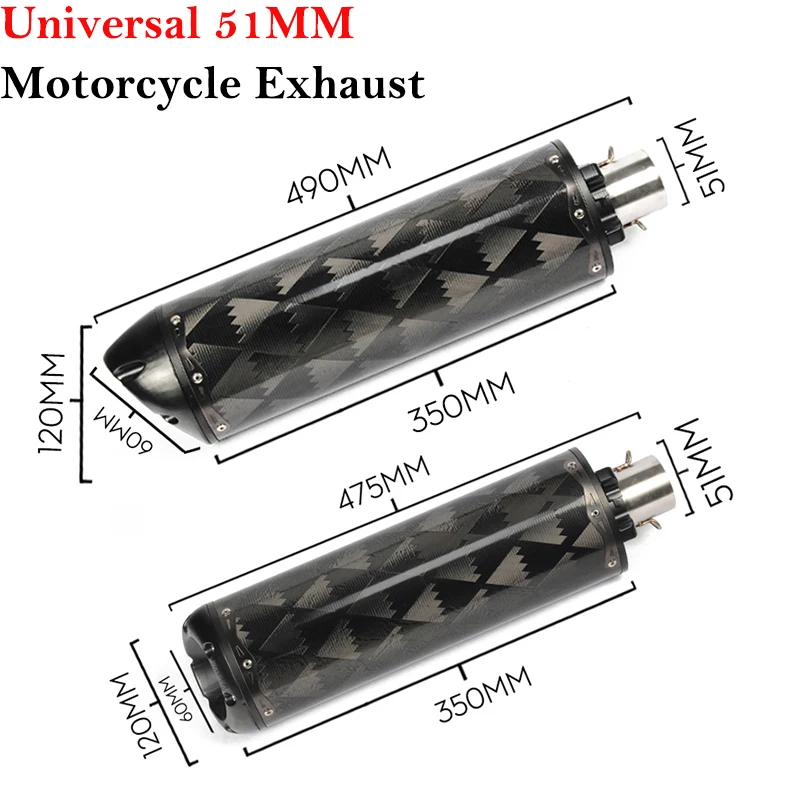 Tubo de escape universal 51 mm para motocicletas - CBR600RR R6 MT09