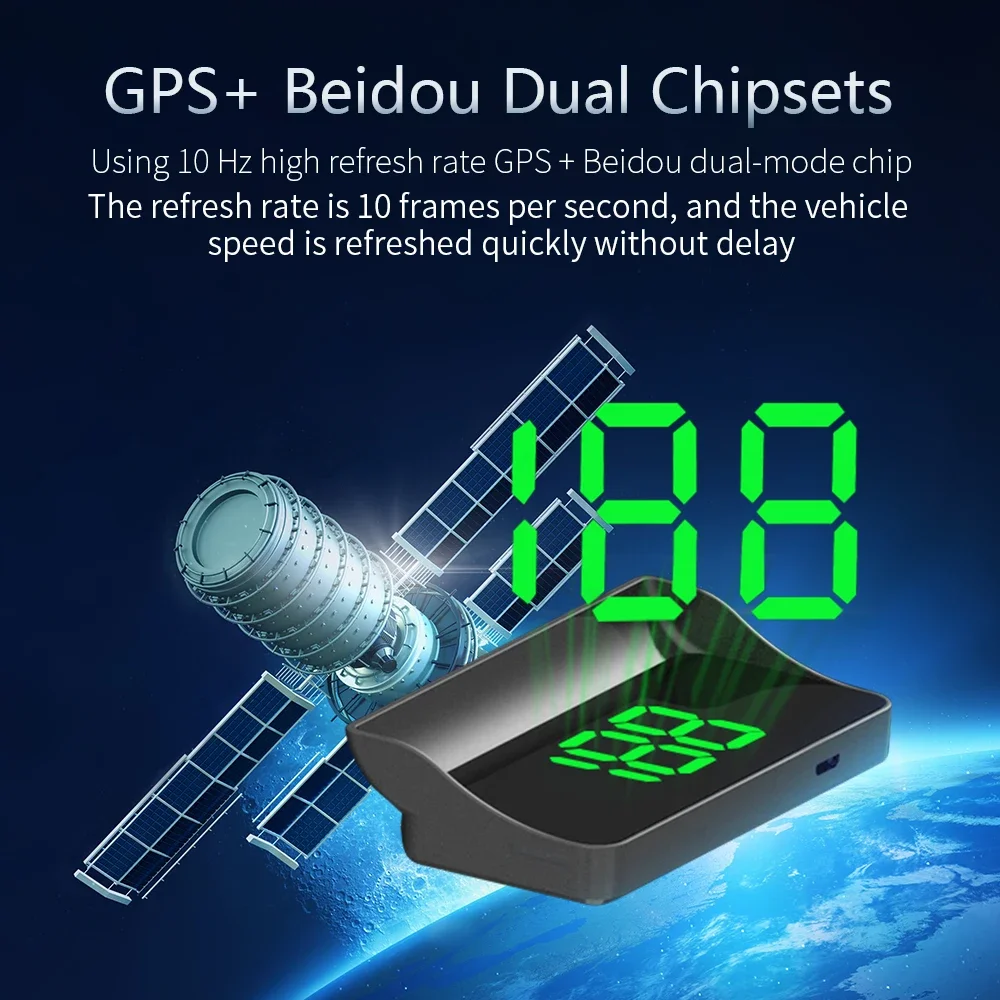 Pantalla HUD GPS para parabrisas, velocímetro LED universal - imagen 4
