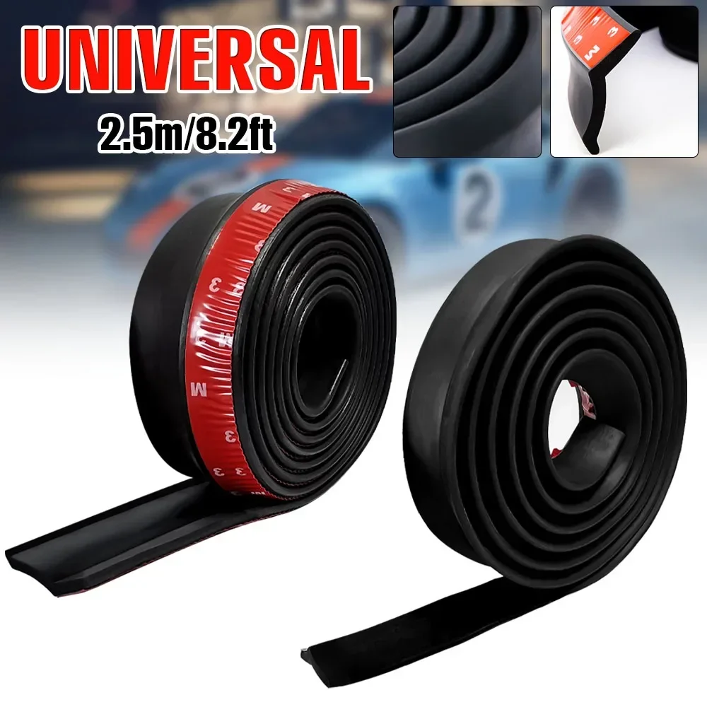 2.5m Car Front Bumper Lip Rubber Universal Bumper Protector Bumper Lip Strip Car Side Skirt Spoiler Lip Splitter Body Protector