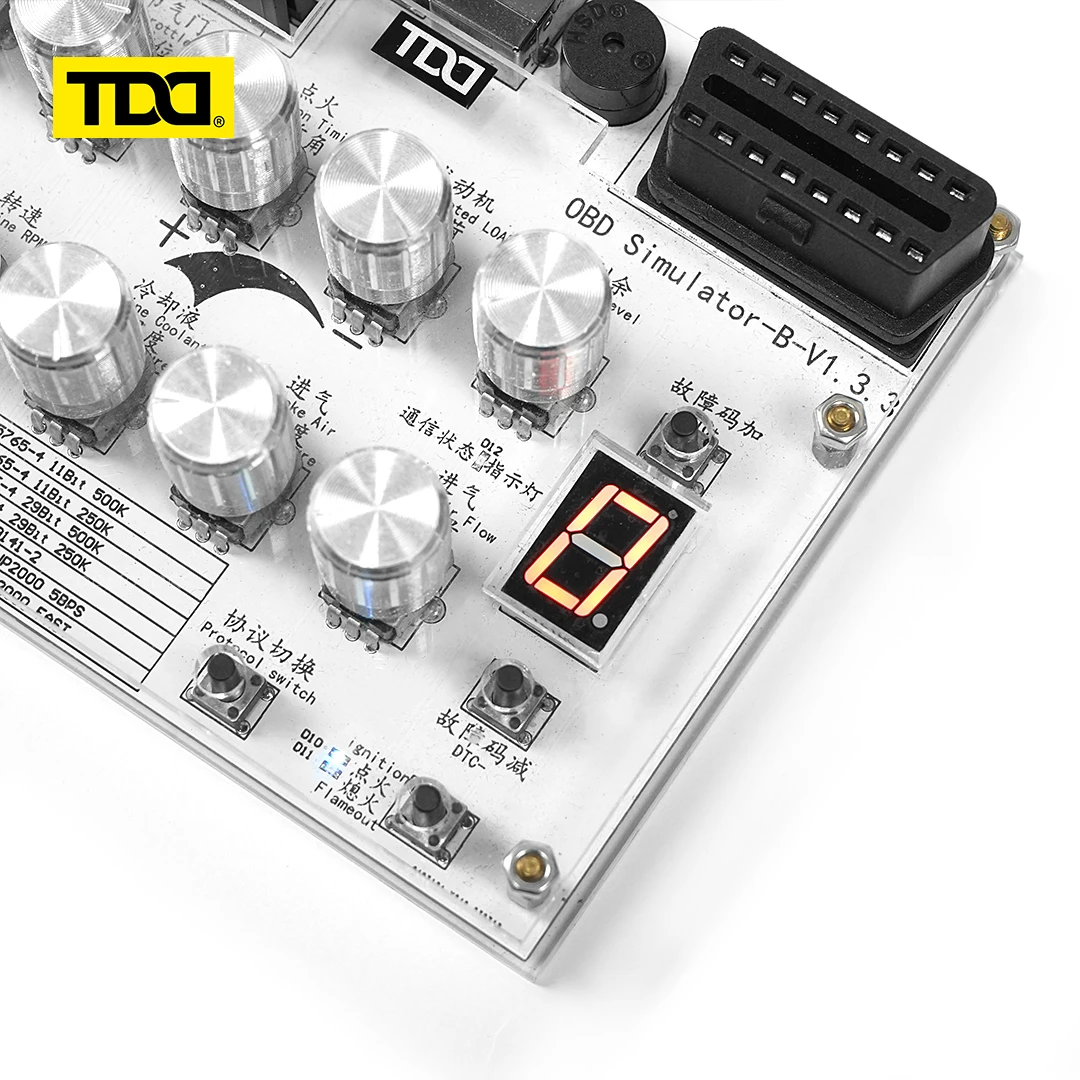 Simulador TDD OBD II con display LED para mostrar RPM y velocidad