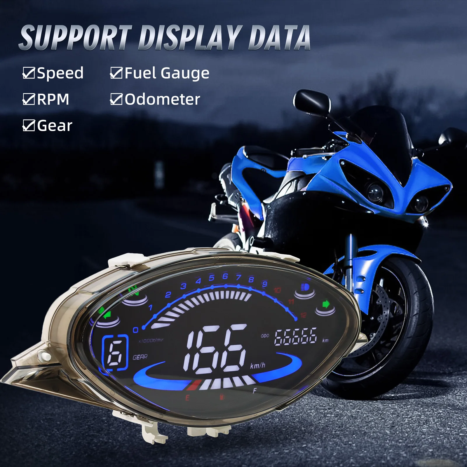 Tacómetro digital LED velocímetro BIZ 100 C100 - odómetro moto - imagen 3