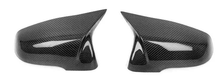 Tapa de espejo retrovisor de fibra de carbono en acabado negro brillante