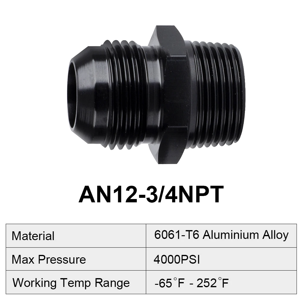 Adaptador AN a NPT para líneas de aceite y combustible AN4-AN12 - imagen 5