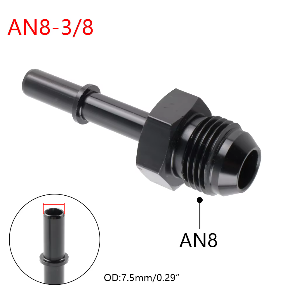 Conector rápido AN6 macho a 3/8 para EFI, aluminio negro - imagen 5