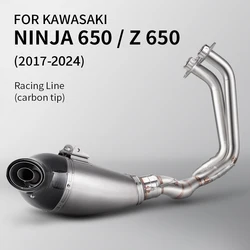 Para Kawasaki Ninja650 Z650 2017-2023 sistema completo Escape de motocicleta tubo de conexión frontal con silenciador de punta de carbono