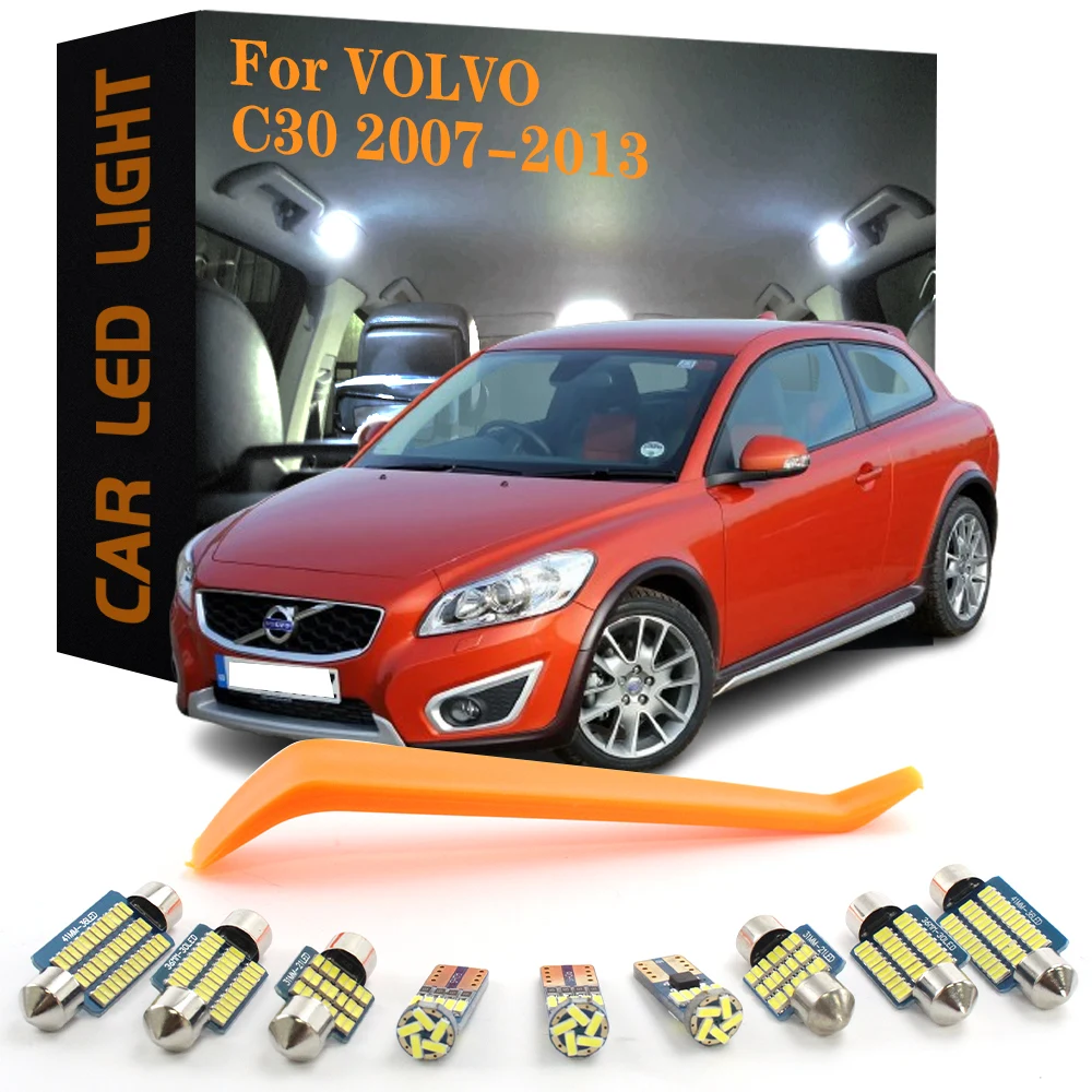 13 Uds Canbus luces interiores LED para Volvo C30 2007-2013 sin Error accesorios de coche cúpula espejo de tocador maletero guantera lámparas Foo