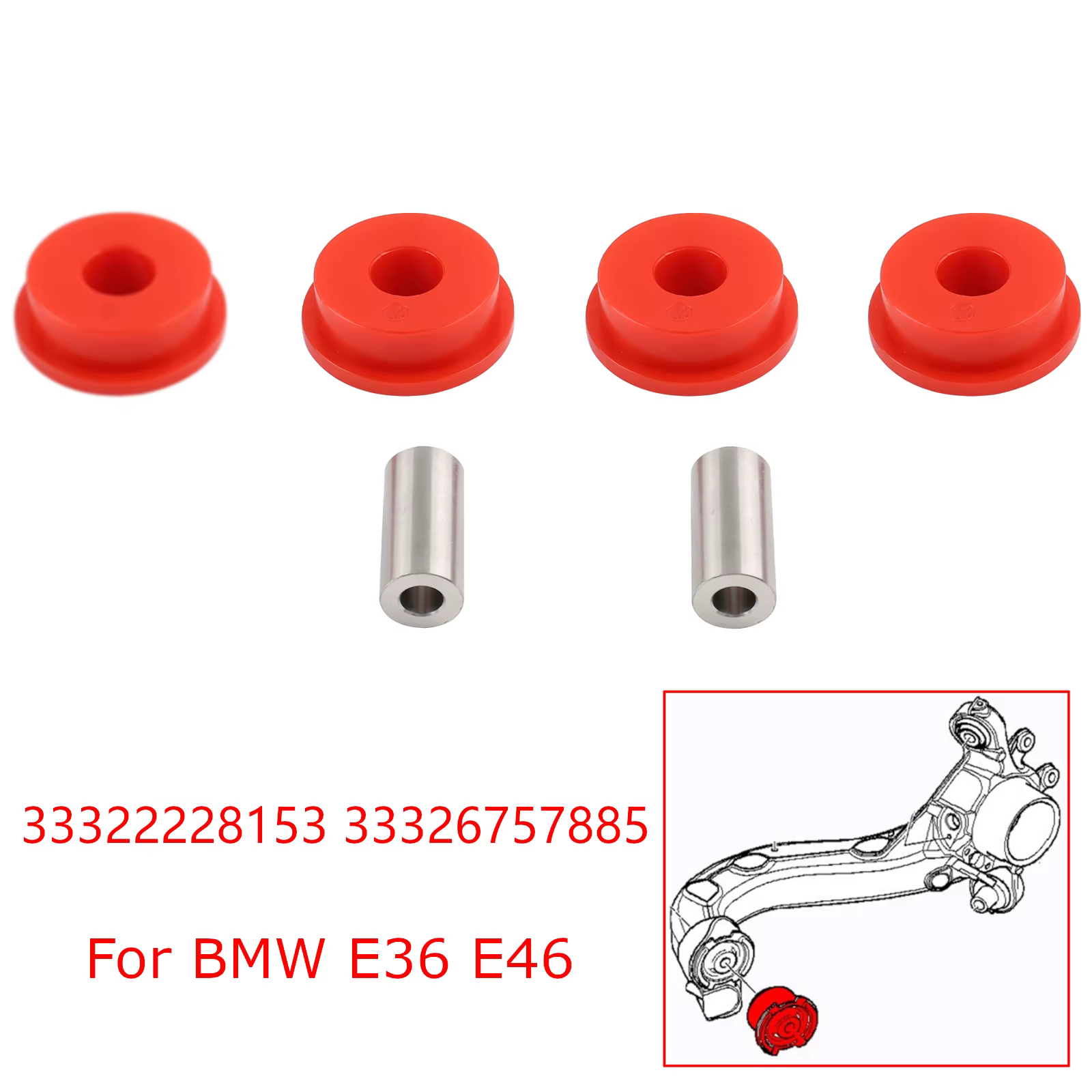 Bujes brazo trasero poliuretano BMW E36 E46 X3 – Ref. 33326770786