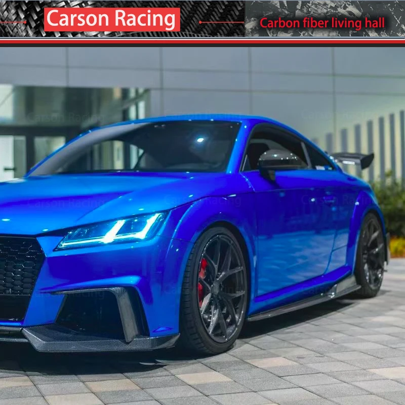 2015-2019 Audi TTS TTRS TTS línea faldas laterales de fibra de carbono parachoques labio tapa del parachoques delantal protector divisores MK3 Forge Carbon para coches - imagen 2