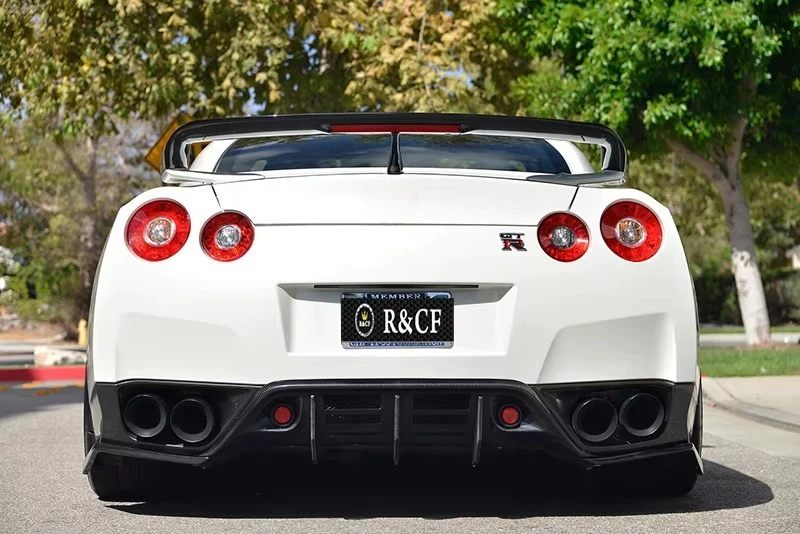 Difusor trasero de fibra de carbono Real para coche con reflectores para 2008-11 para Nissan Skyline GTR R35 CBA WD estilo Kit de carrocería difusor de parachoques - imagen 5