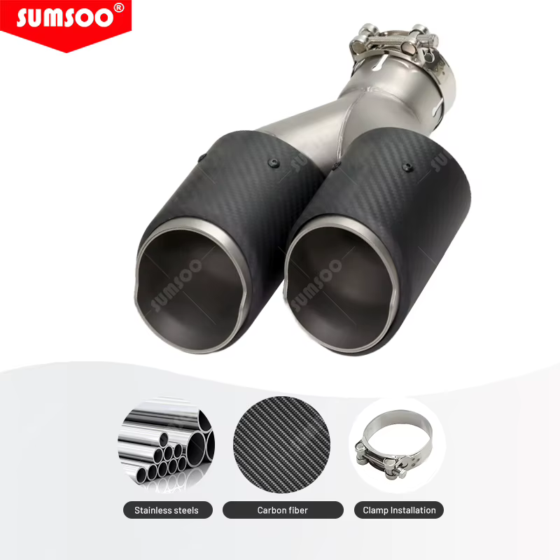 Punta de escape doble Sumsoo de carbono mate negra universal BMW - imagen 4